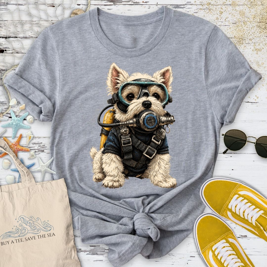 Scuba Diver Dog T-Shirt in Sport Grey - Dolce Reverie