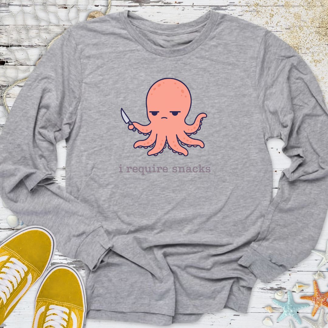 I Require Snacks Octopus Long Sleeve Tee
