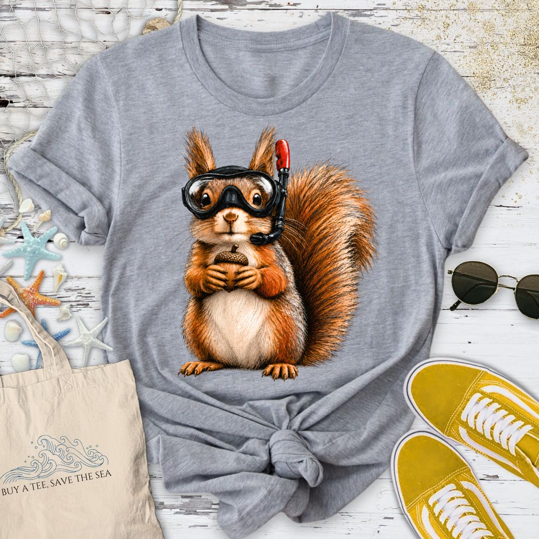Scuba Diver Squirrel T-Shirt in Sport Grey - Dolce Reverie