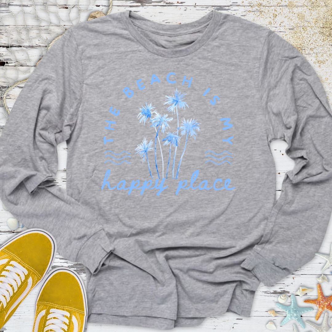 The Beach Is My Happy Place Long Sleeve Tee