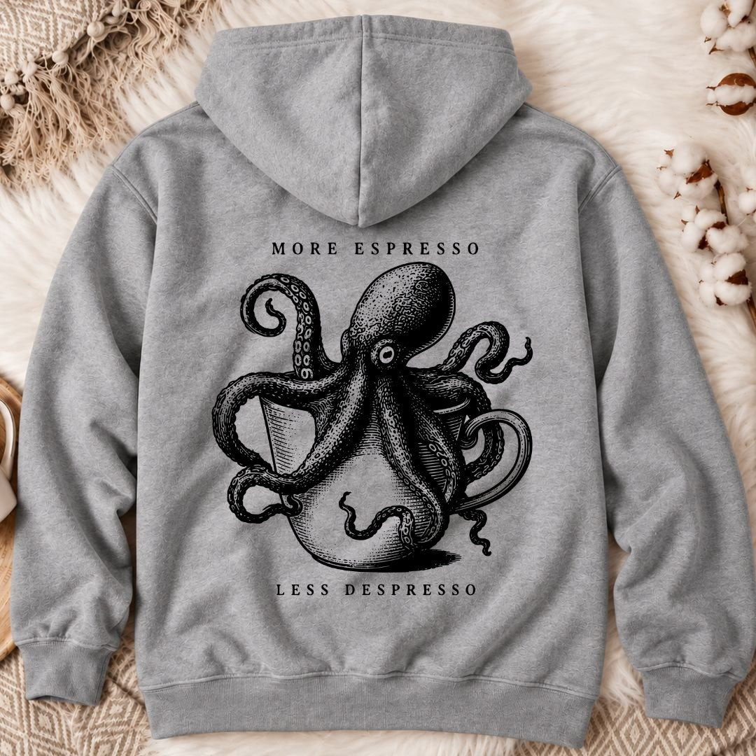 Espresso Octopus Back Print Hoodie