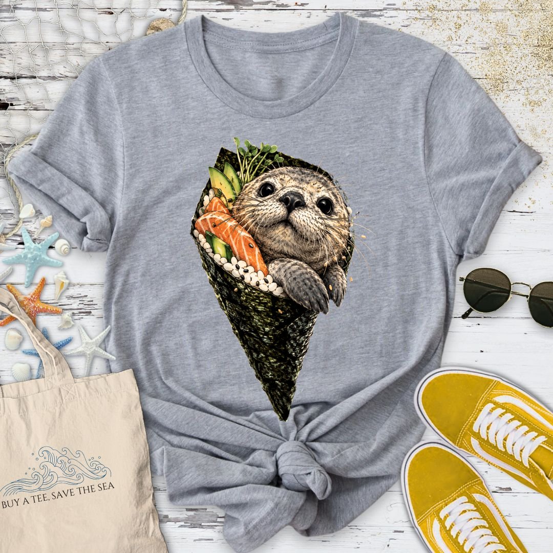 Sushi Seal T-Shirt in Sport Grey - Dolce Reverie