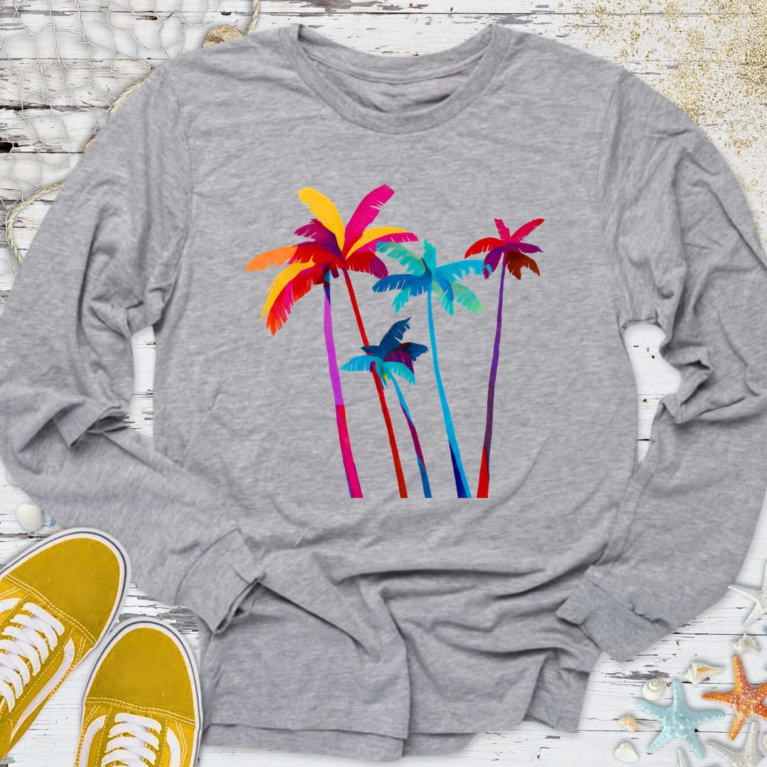 Artistic Palm Trees Long Sleeve Tee