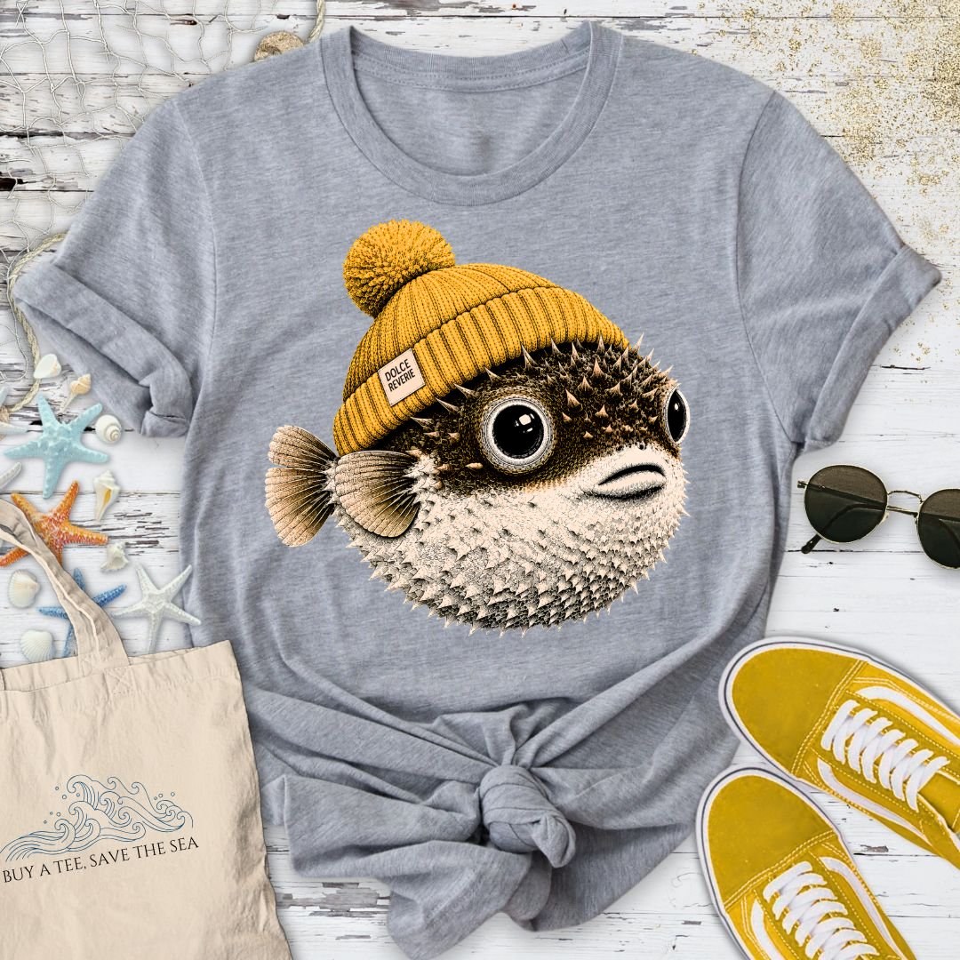 Winter Pufferfish T-Shirt in Sport Grey - Dolce Reverie