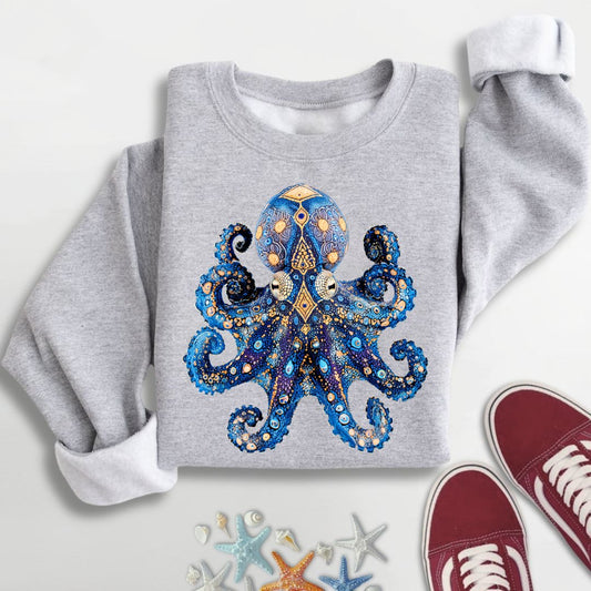 Blue-Ringed Octopus Sweatshirt in Sport Grey - Dolce Reverie
