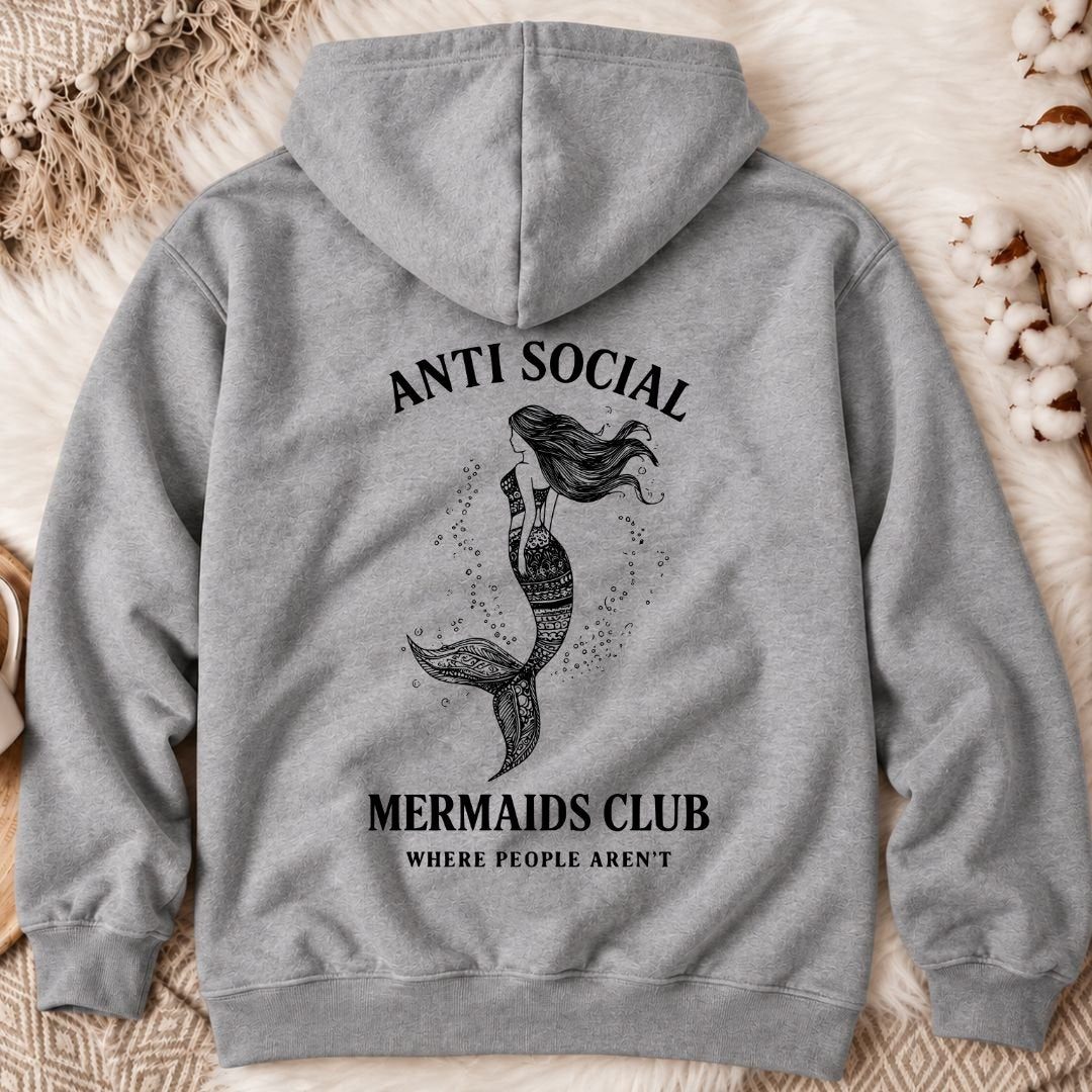 Anti Social Mermaid Back Print Hoodie