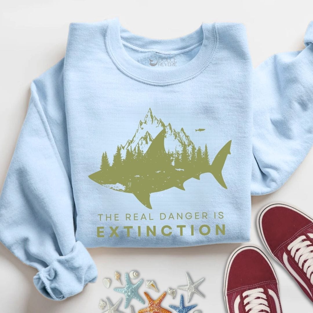 The Real Danger Is Extinction Sweatshirt S / Light Blue