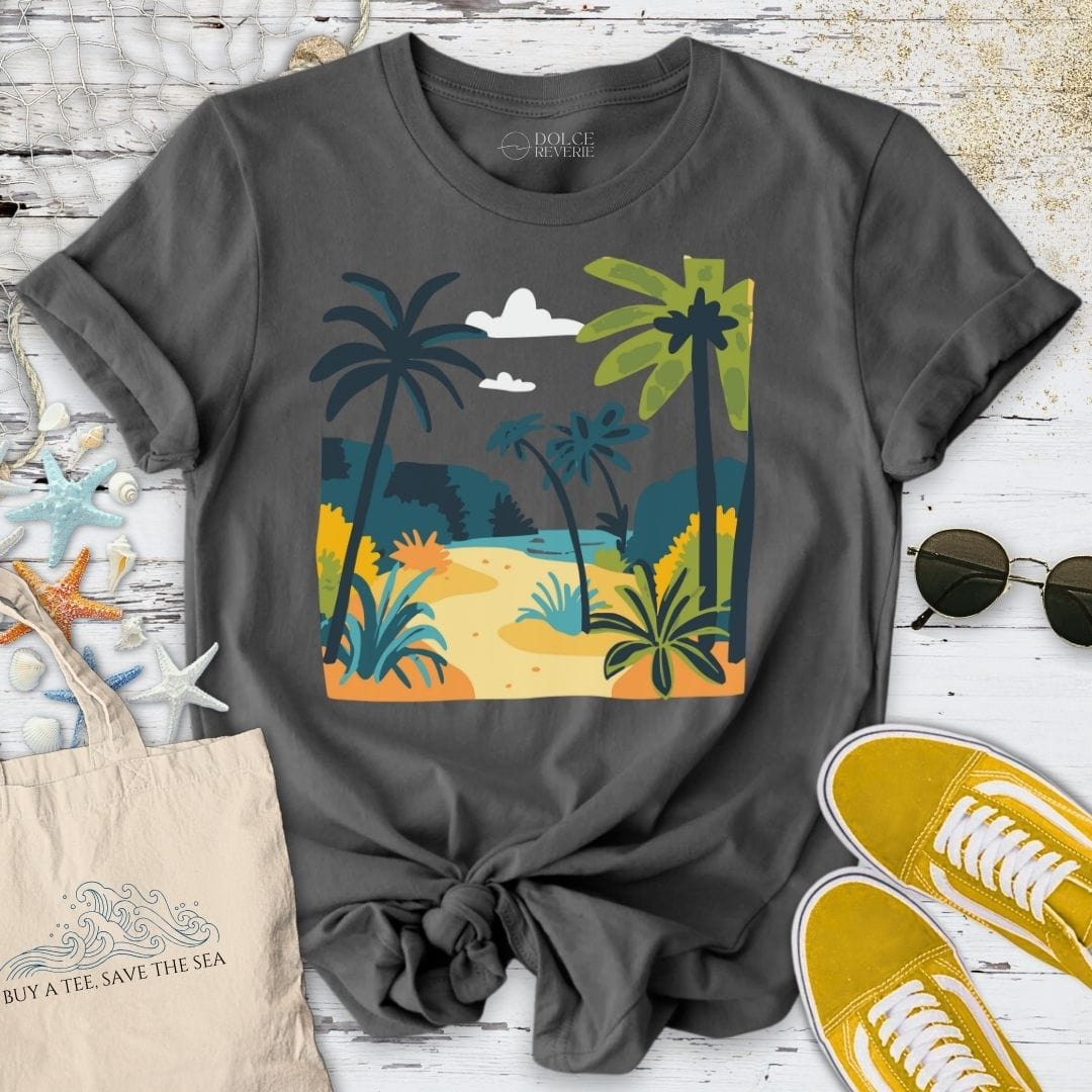 Tropical Exotic Landscape II T-Shirt Charcoal / S