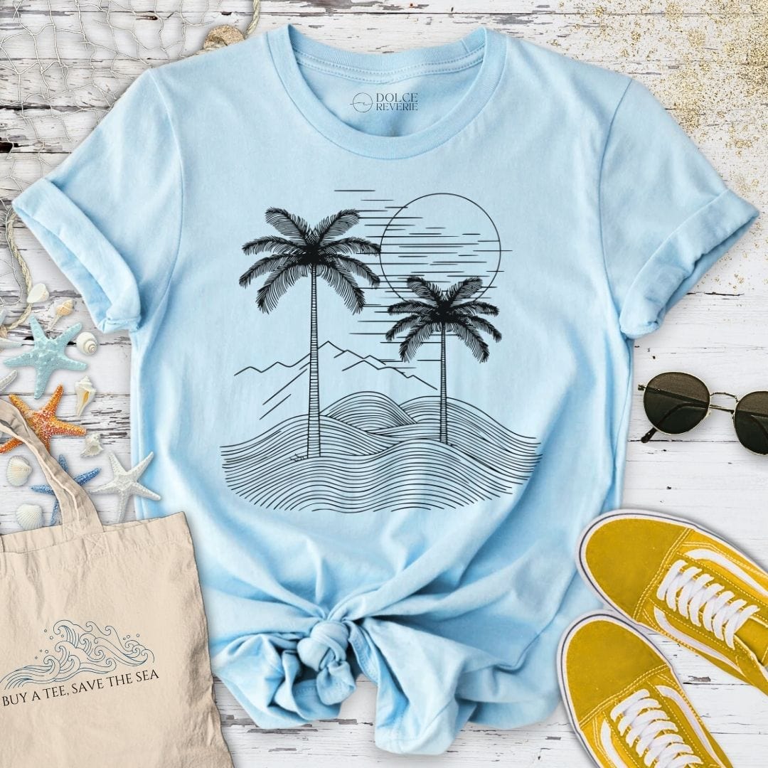 Tropical Line Art II T-Shirt Light Blue / S