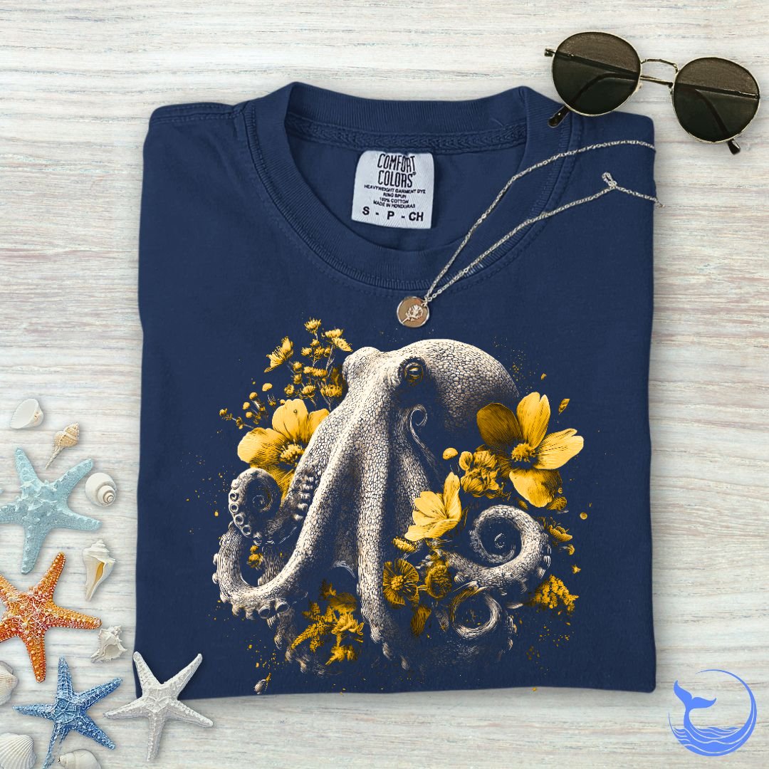 Floral Octopus Comfort Colors T-Shirt