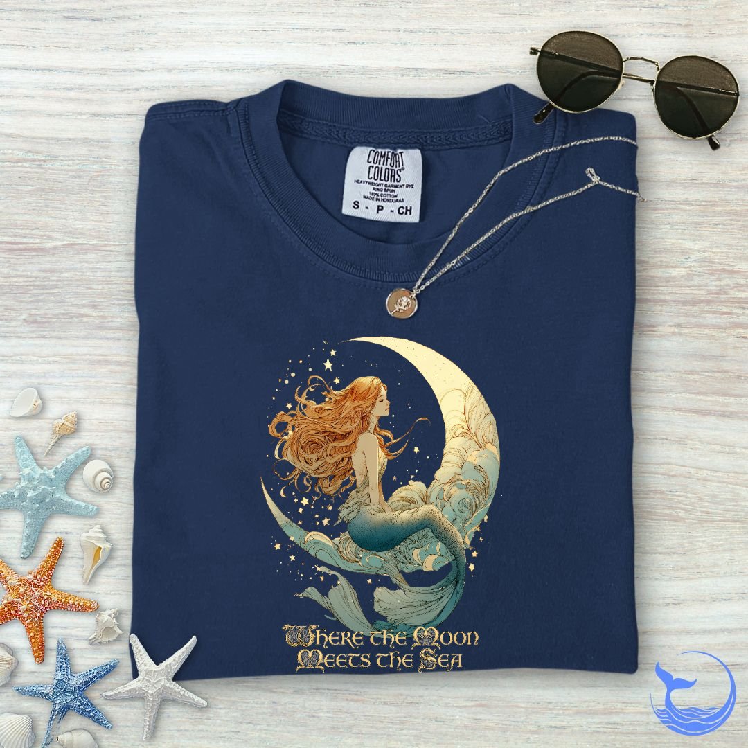 Moon Meets The Sea, Mermaid Comfort Colors T-Shirt