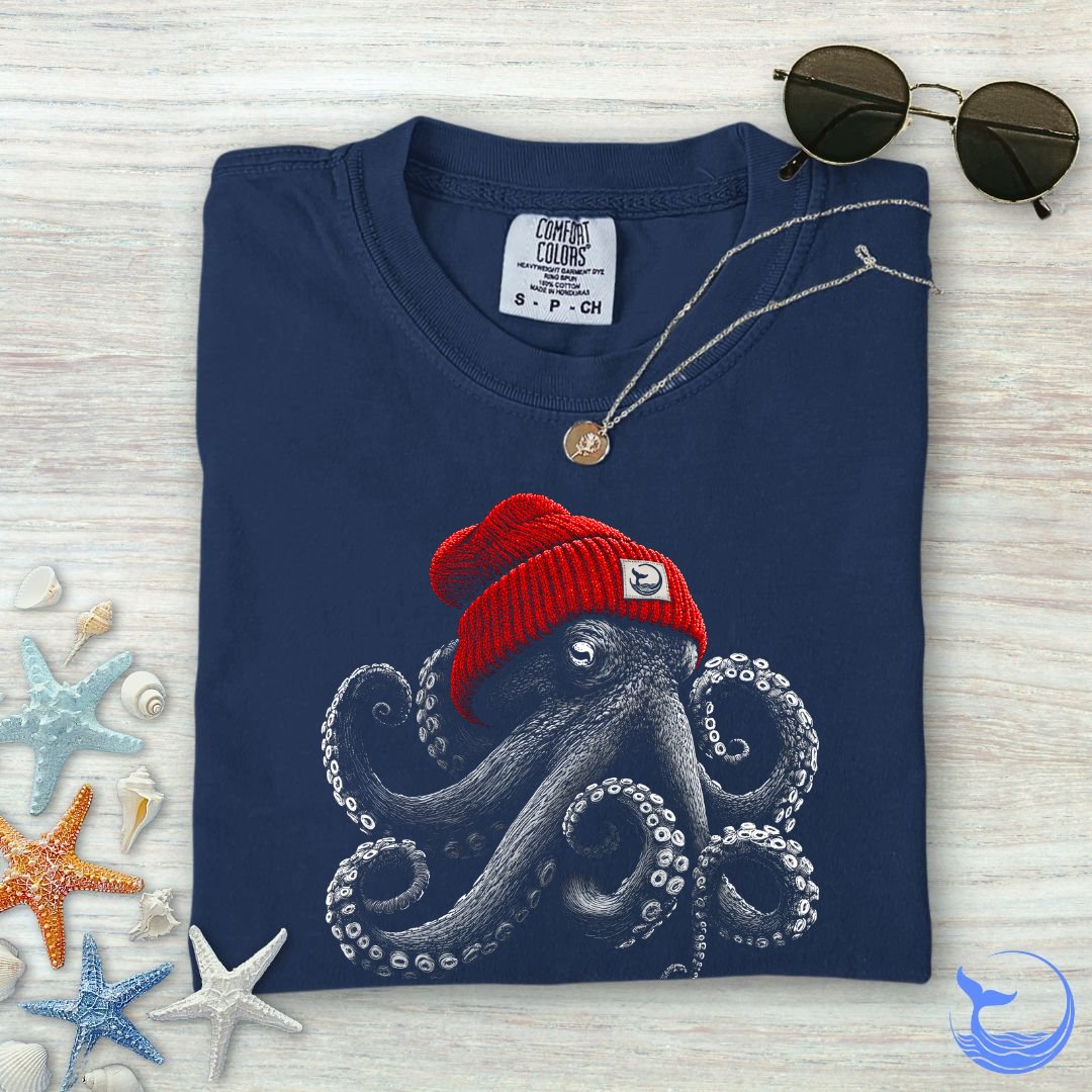 Red Beanie Octopus Comfort Colors T-Shirt
