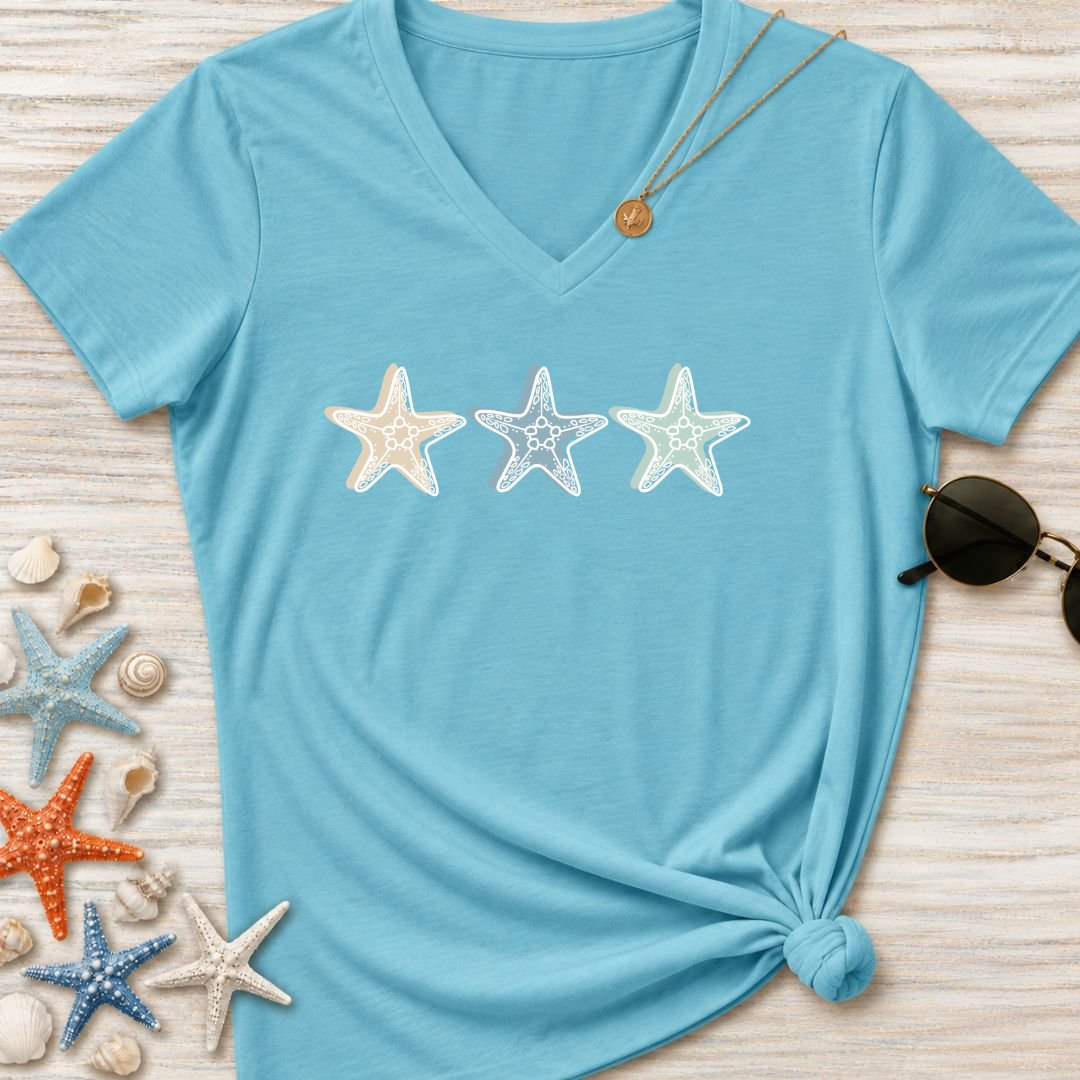 3 Starfish Women's V-Neck T-Shirt
