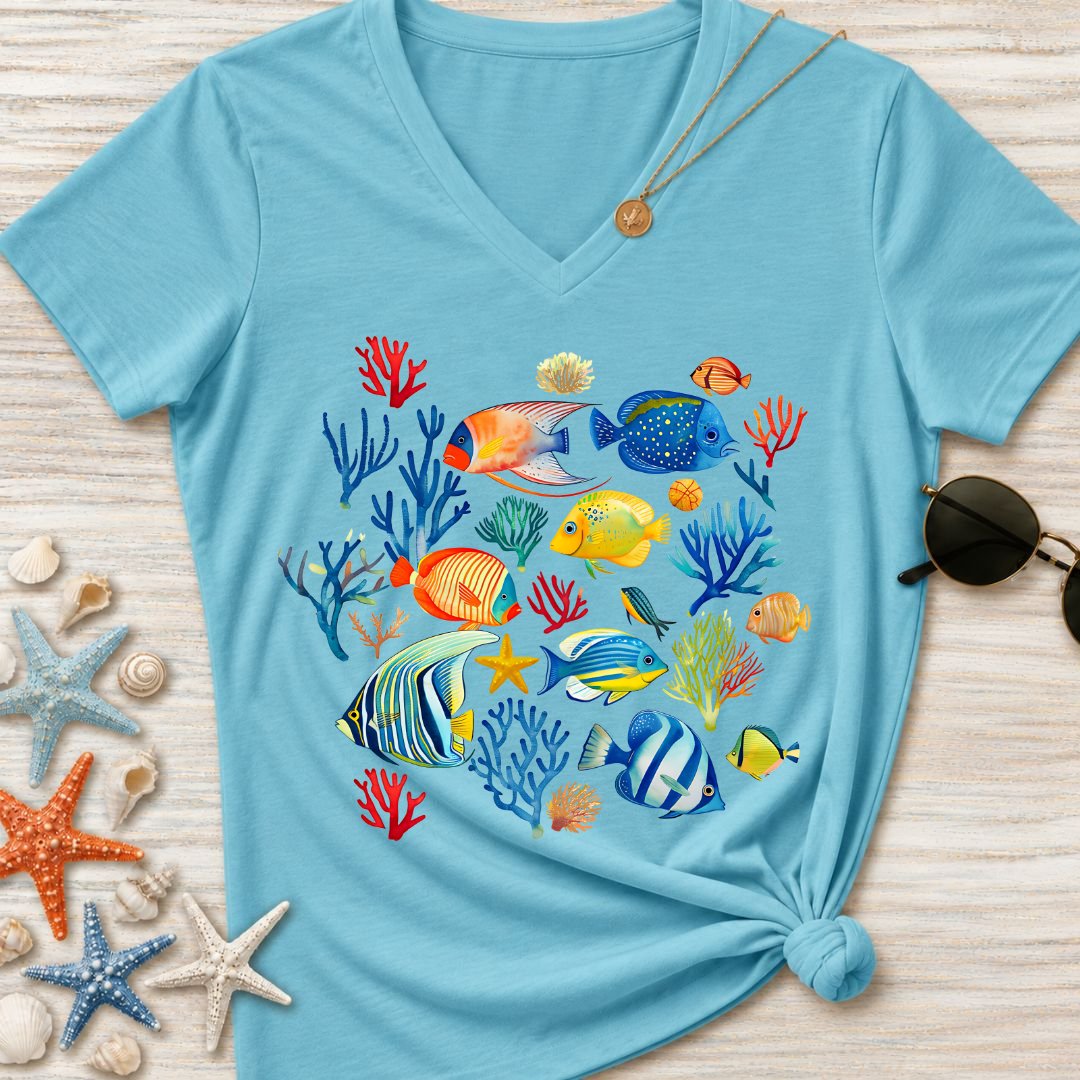 Colorful Fish Women's V-Neck T-Shirt