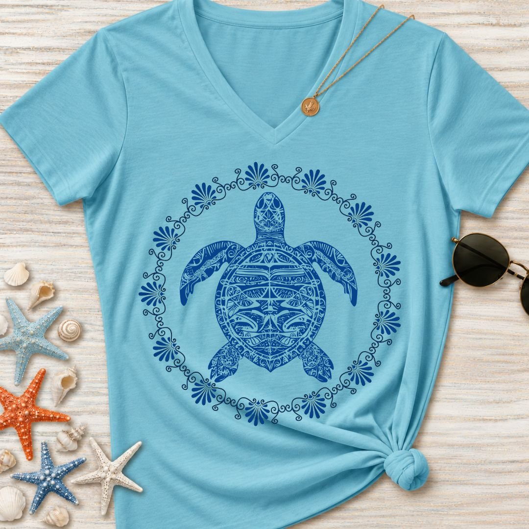Turtle Mandala Women's V-Neck T-Shirt