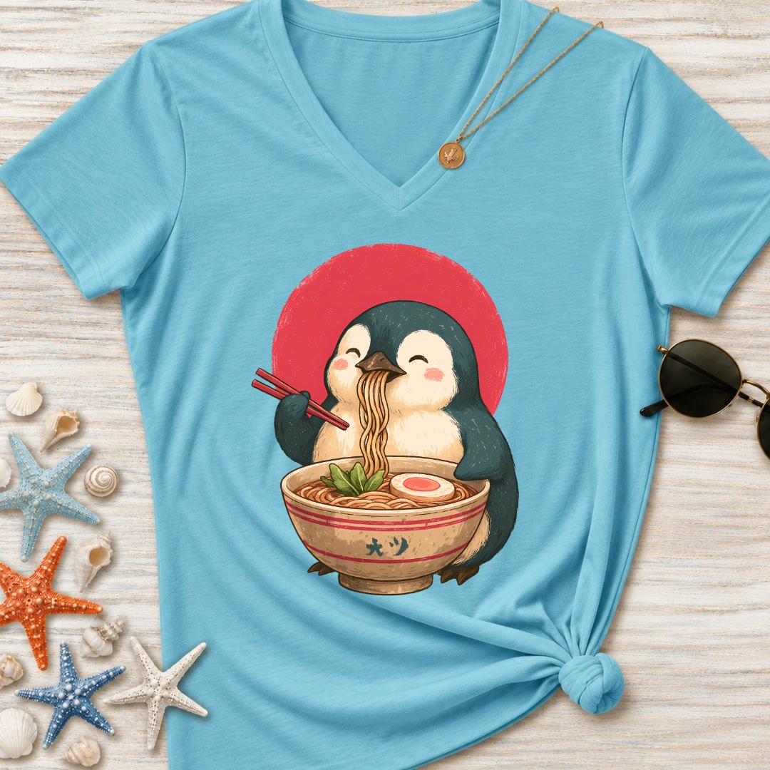 Penguin Ramen Women's V-Neck T-Shirt