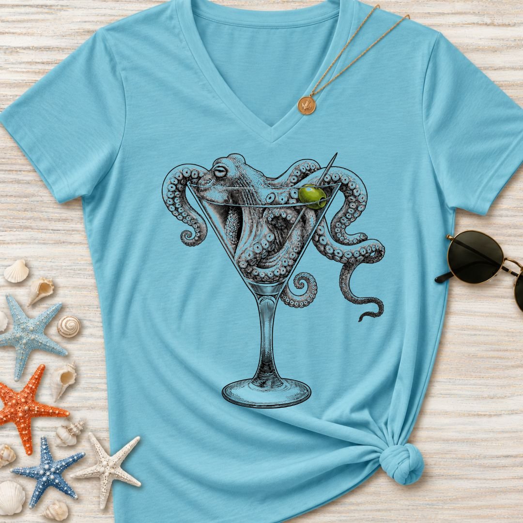 Octopus Martini Women's V-Neck T-Shirt
