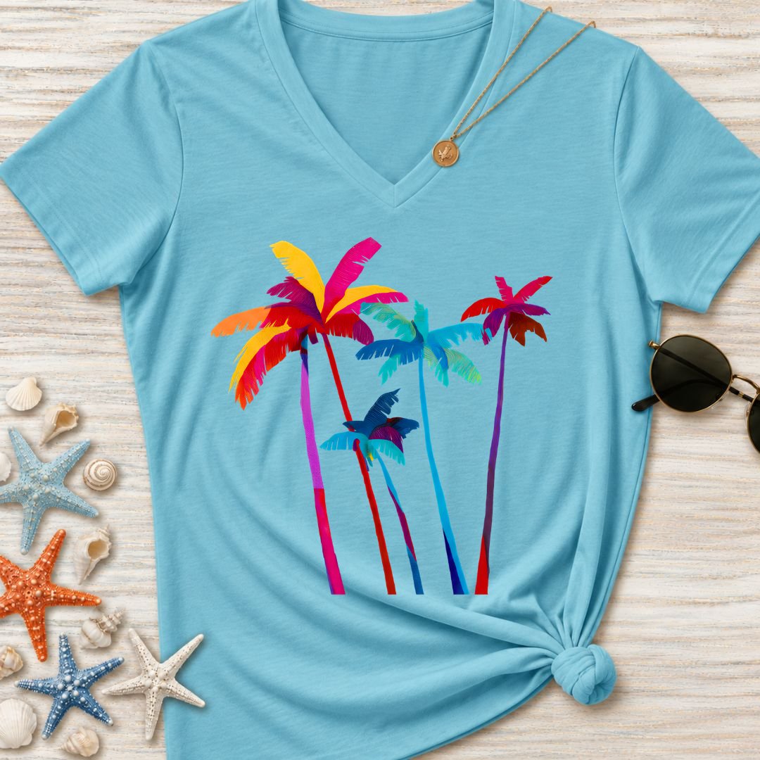 Artistic Palm Trees Women's V-Neck T-Shirt