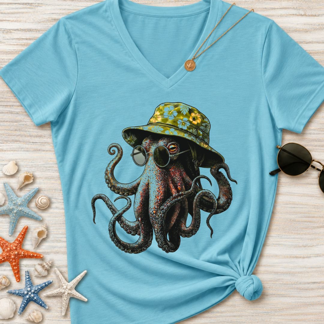 Summer Octopus Women's V-Neck T-Shirt