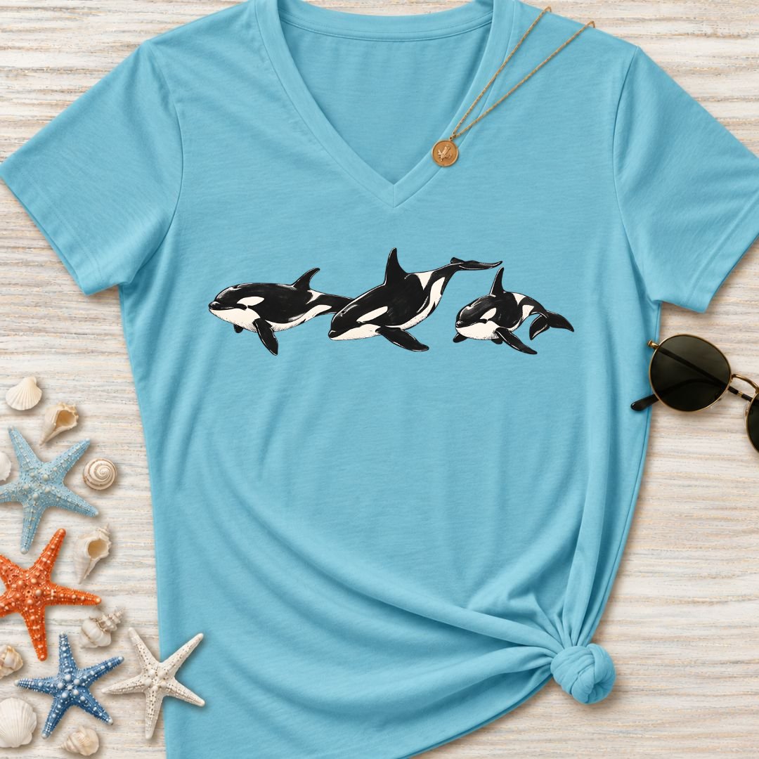 Vintage Orcas Women's V-Neck T-Shirt