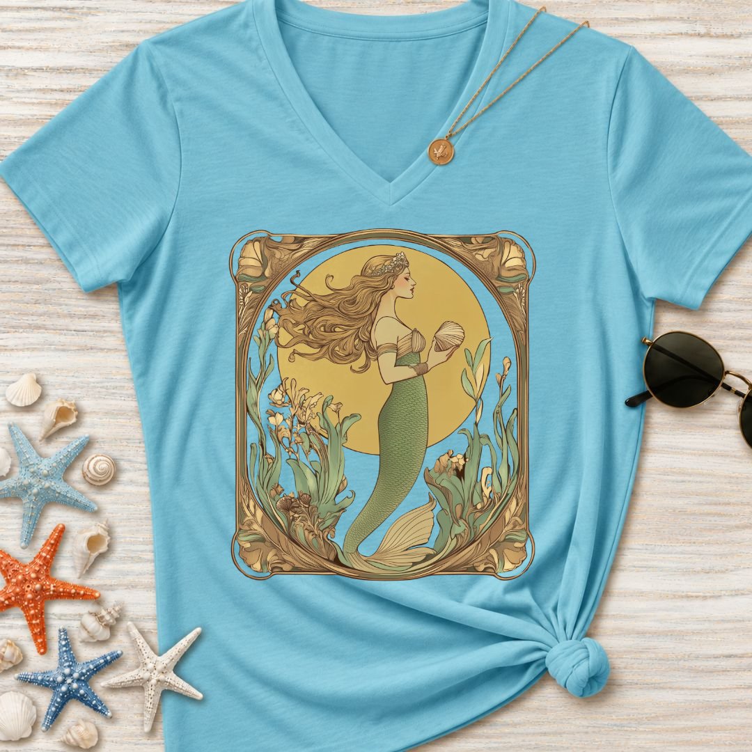 Golden Mermaid Women's V-Neck T-Shirt