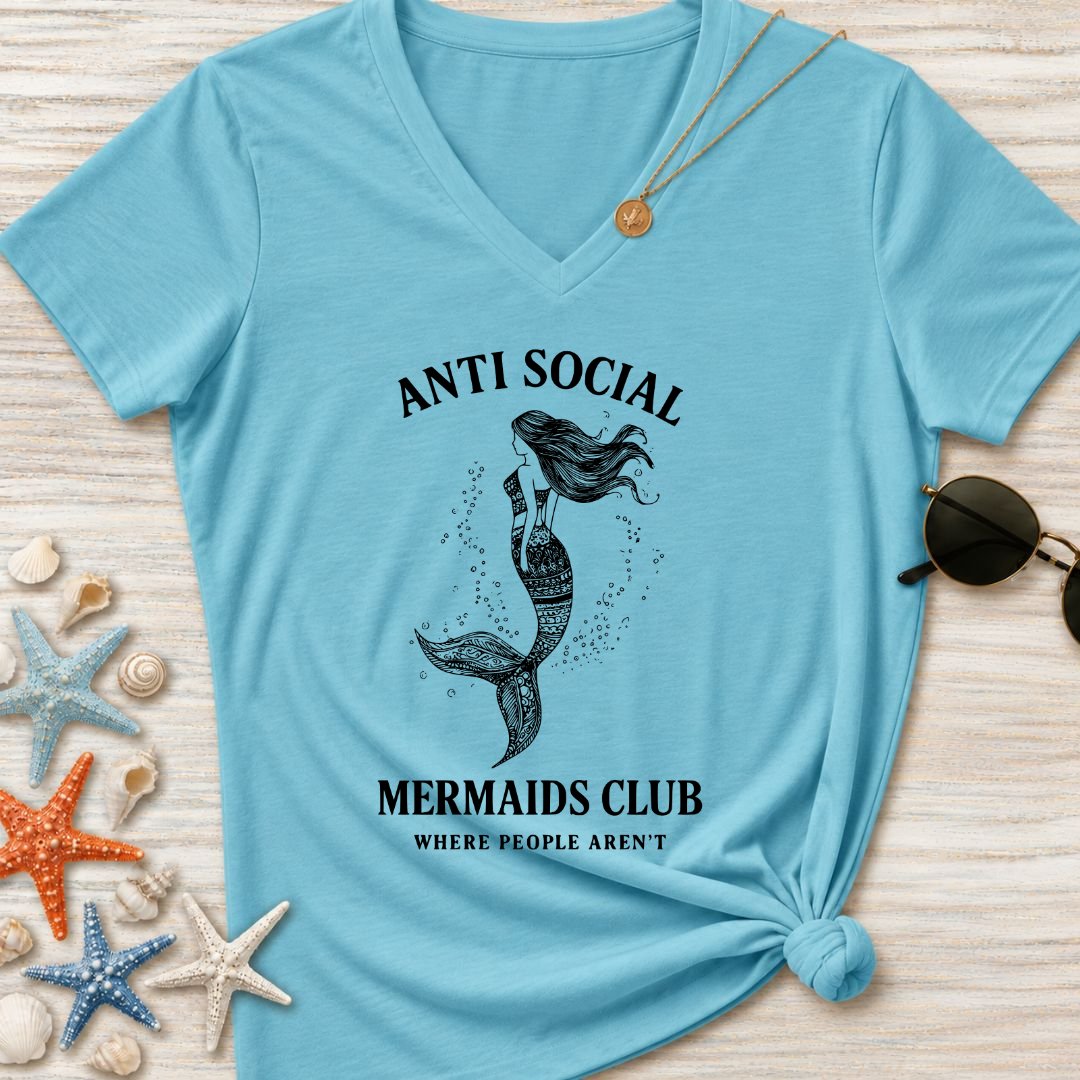 Anti Social Mermaids Club Women's V-Neck T-Shirt