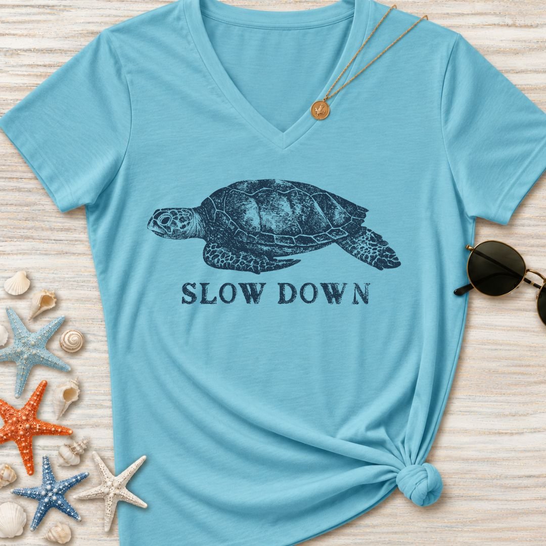 Slow Down Turtle Women's V-Neck T-Shirt