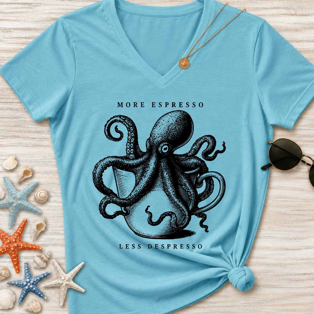 Espresso Octopus Women's V-Neck T-Shirt