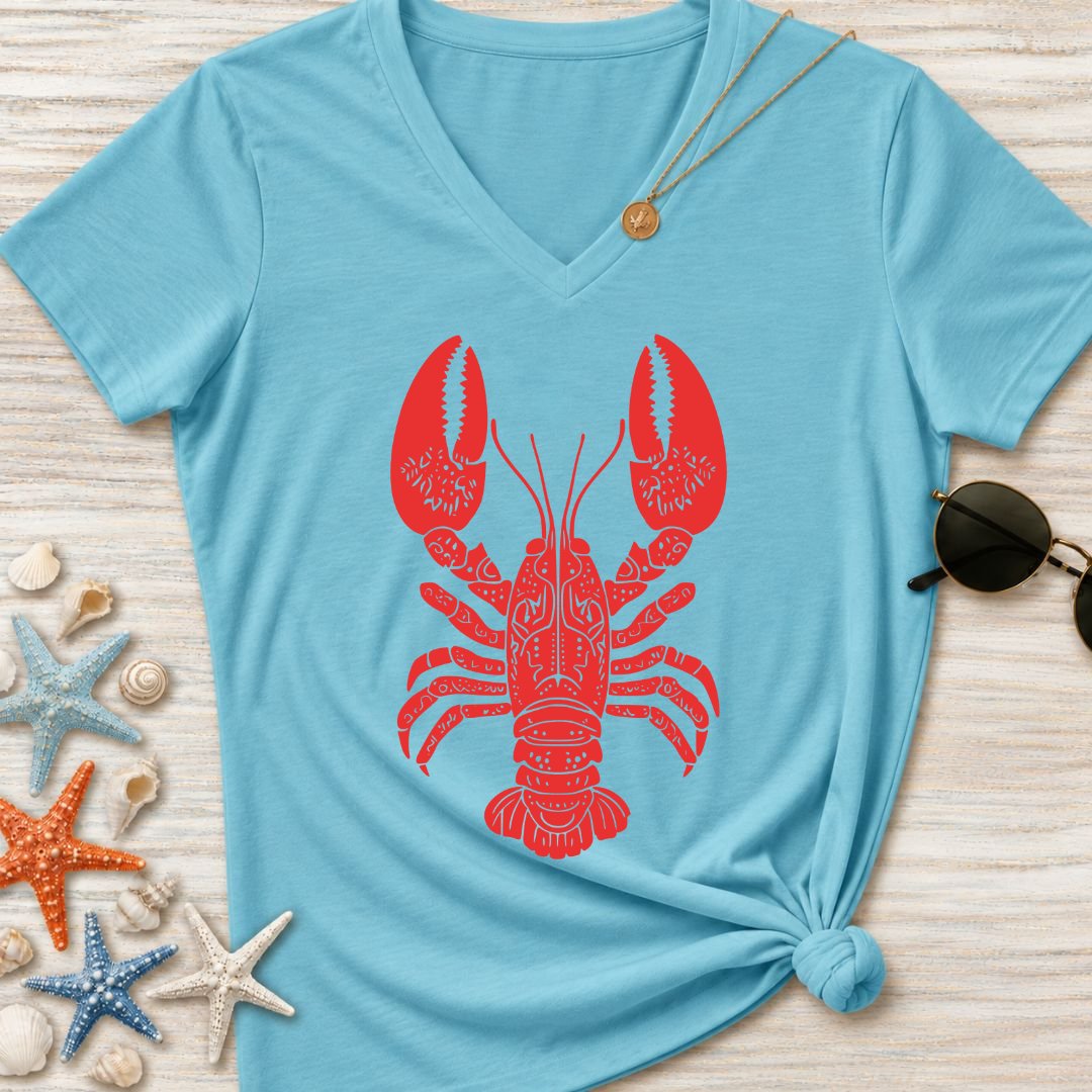 Tribal Lobster Women's V-Neck T-Shirt