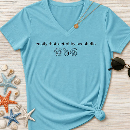 Distracted By Seashells Women's V-Neck T-Shirt