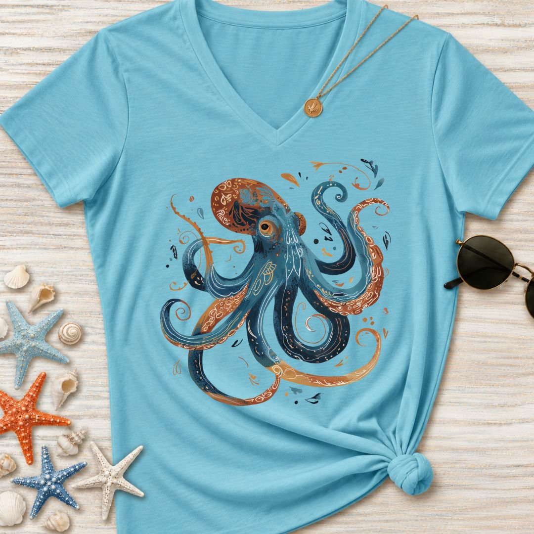 Boho Octopus Women's V-Neck T-Shirt
