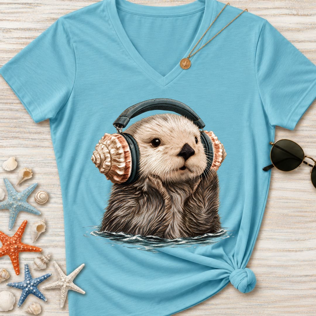 Music Otter Women's V-Neck T-Shirt