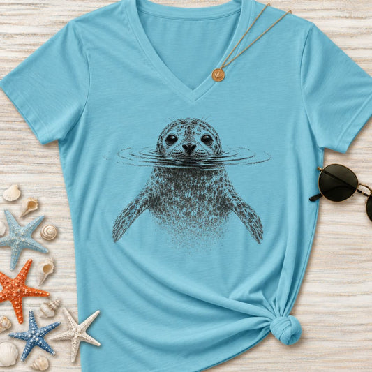 Swimming Seal Women's V-Neck T-Shirt