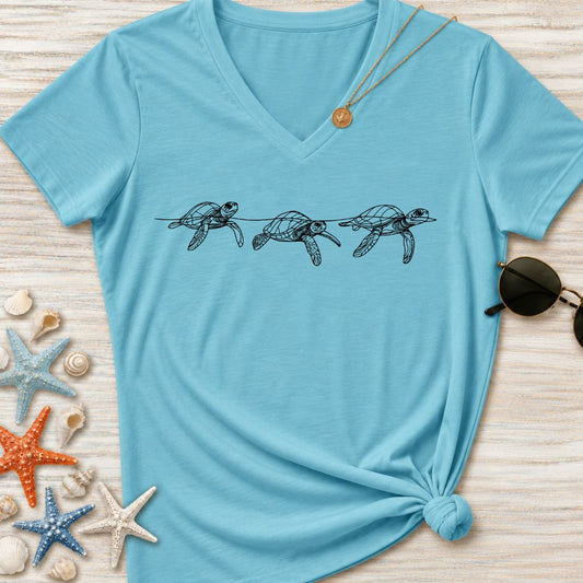 3 Turtles Women's V-Neck T-Shirt