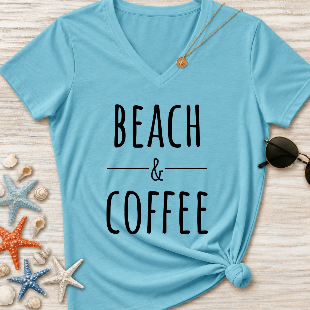 Beach & Coffee Women's V-Neck T-Shirt