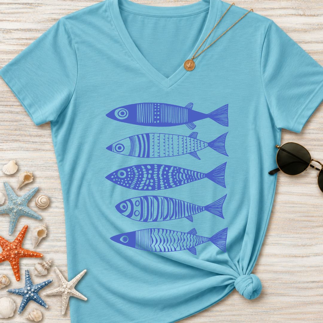 Blue Sardines Women's V-Neck T-Shirt