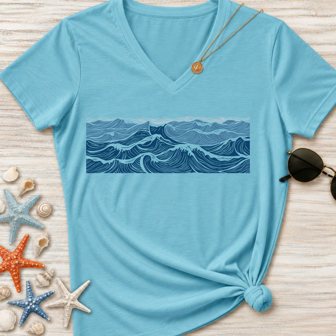Line Waves Women's V-Neck T-Shirt