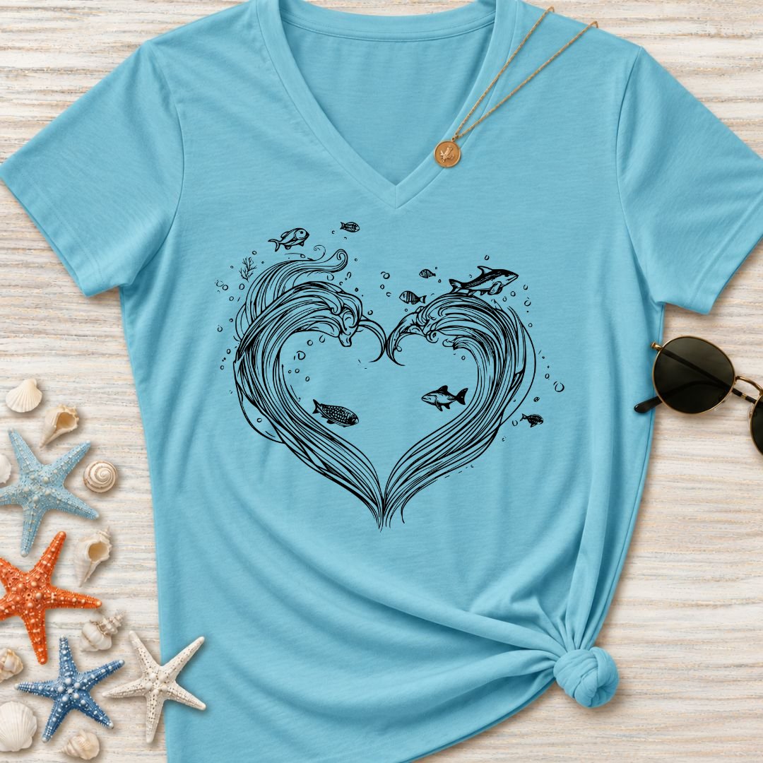Heart Waves Women's V-Neck T-Shirt