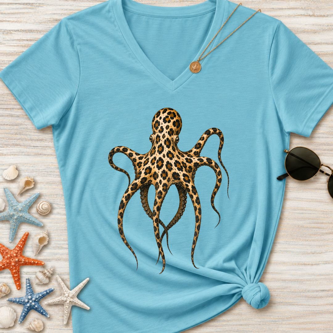Cheetah Octopus Women's V-Neck T-Shirt