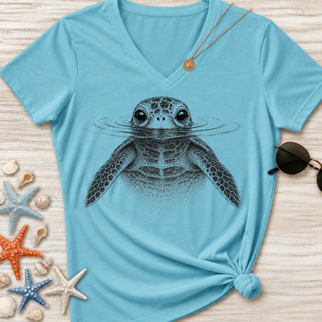 Curious Turtle Women's V-Neck T-Shirt