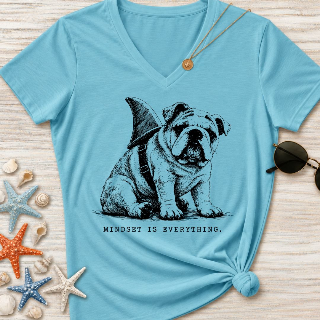 Mindset Is Everything, Bulldog Women's V-Neck T-Shirt