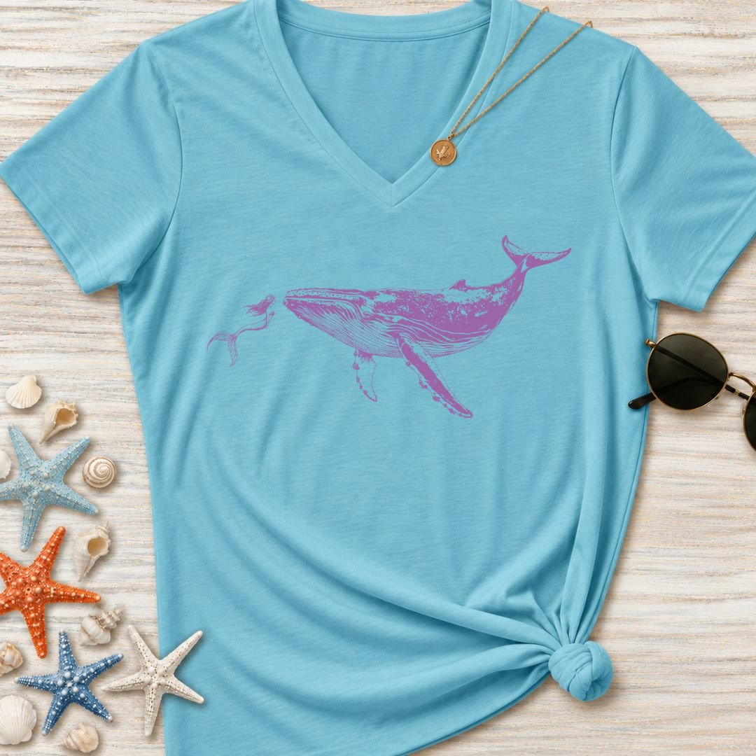 Mermaid & Whale Women's V-Neck T-Shirt