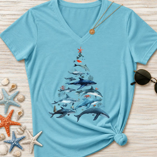 Marine Christmas Women's V-Neck T-Shirt