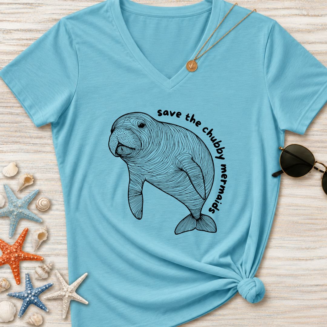 Chubby Mermaids Women's V-Neck T-Shirt