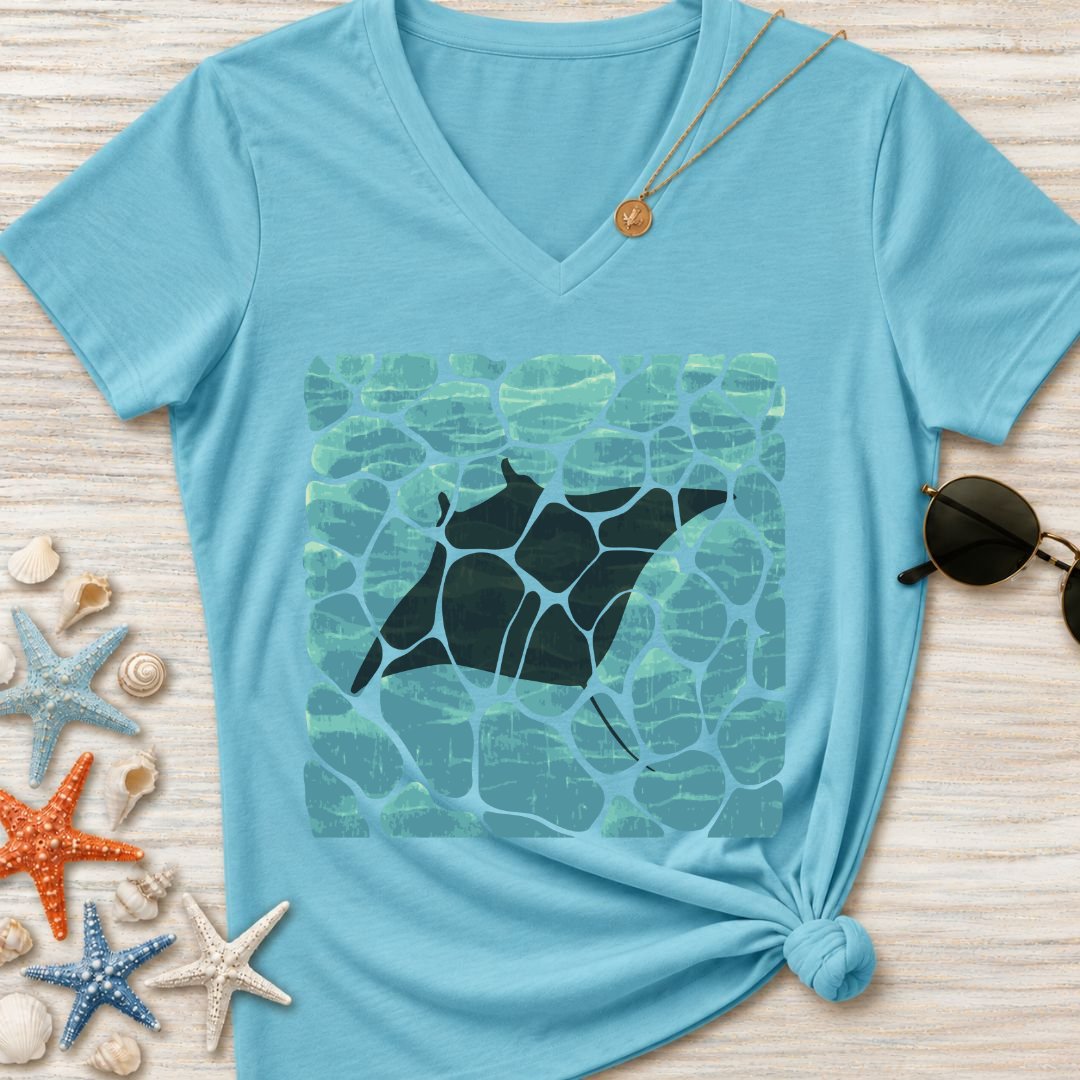 Swimming Manta Women's V-Neck T-Shirt