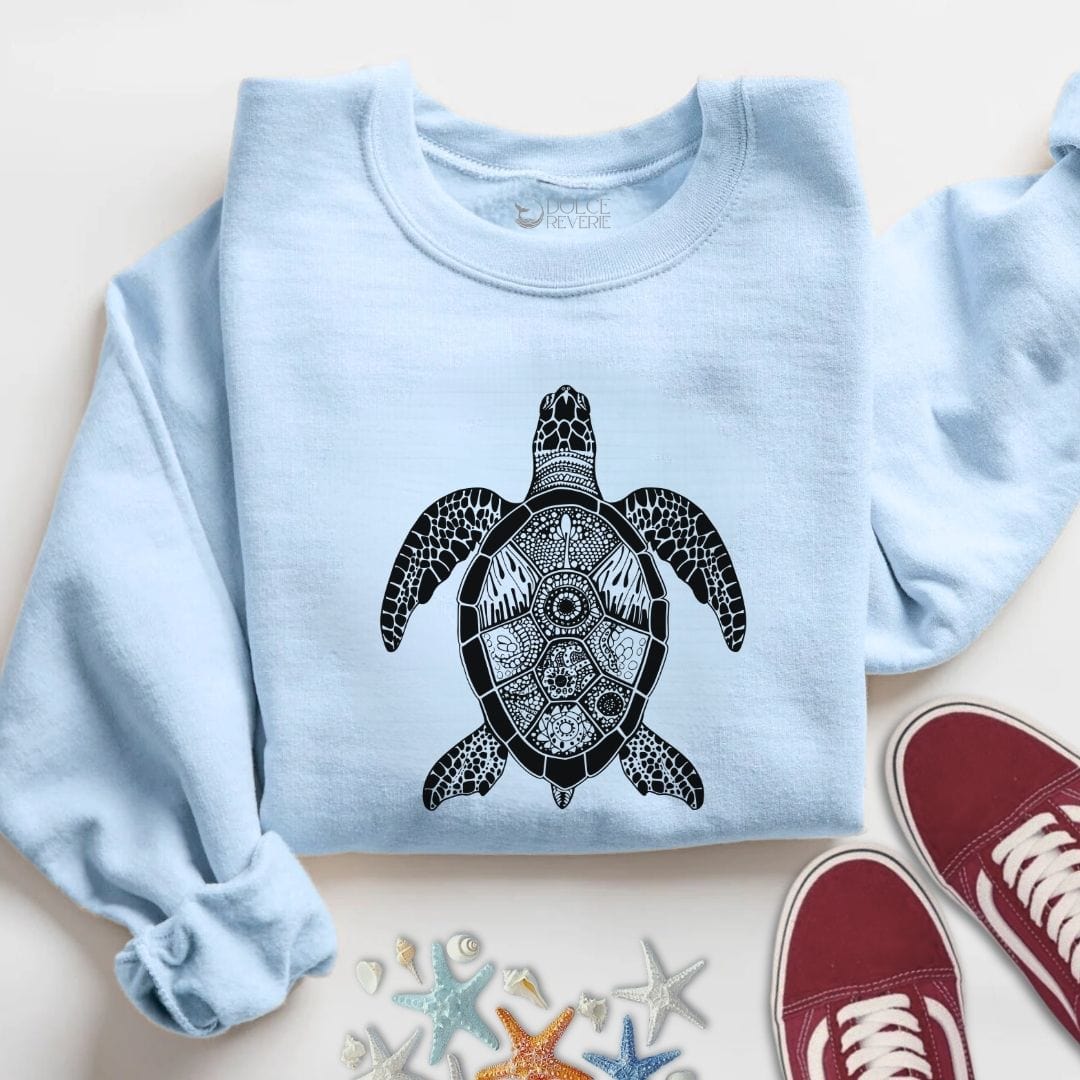 Turtle Zentangle Sweatshirt S / Light Blue