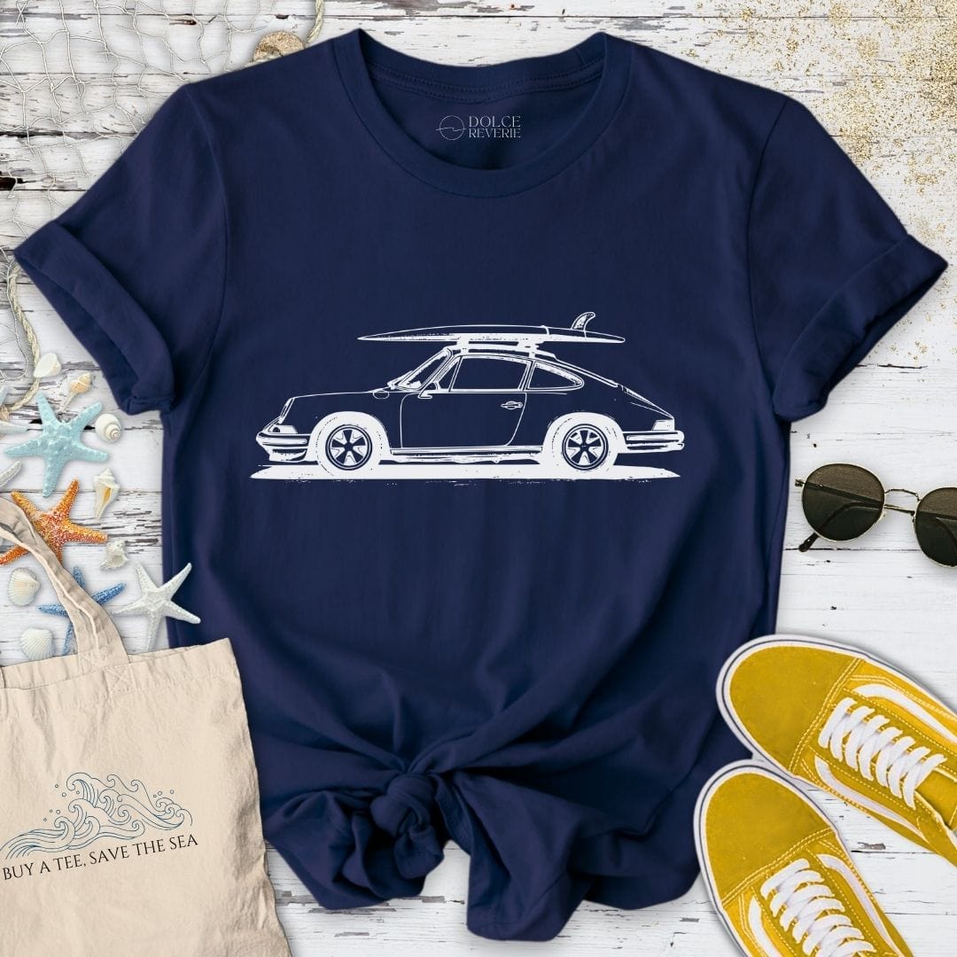 Vintage Porsche & Surfboard T-Shirt Navy / S