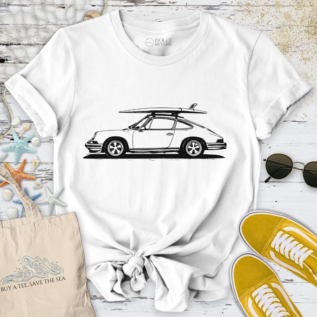 Vintage Porsche & Surfboard T-Shirt White / S