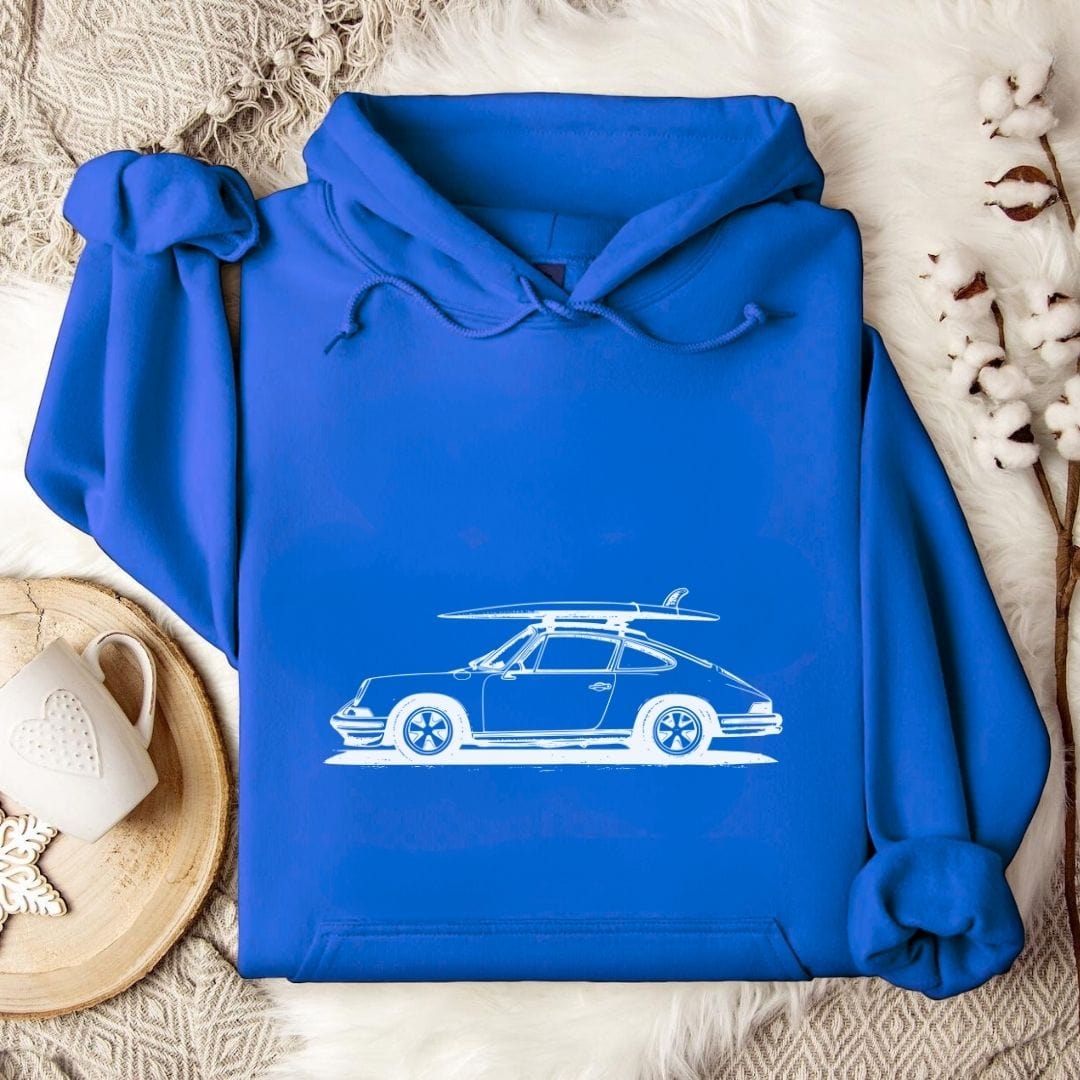 Vintage Surf Porsche Hoodie Royal / S
