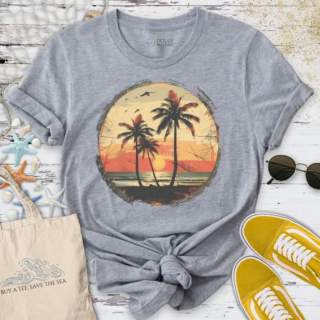 Vintage Tropical Seascape T-Shirt Sport Grey / S